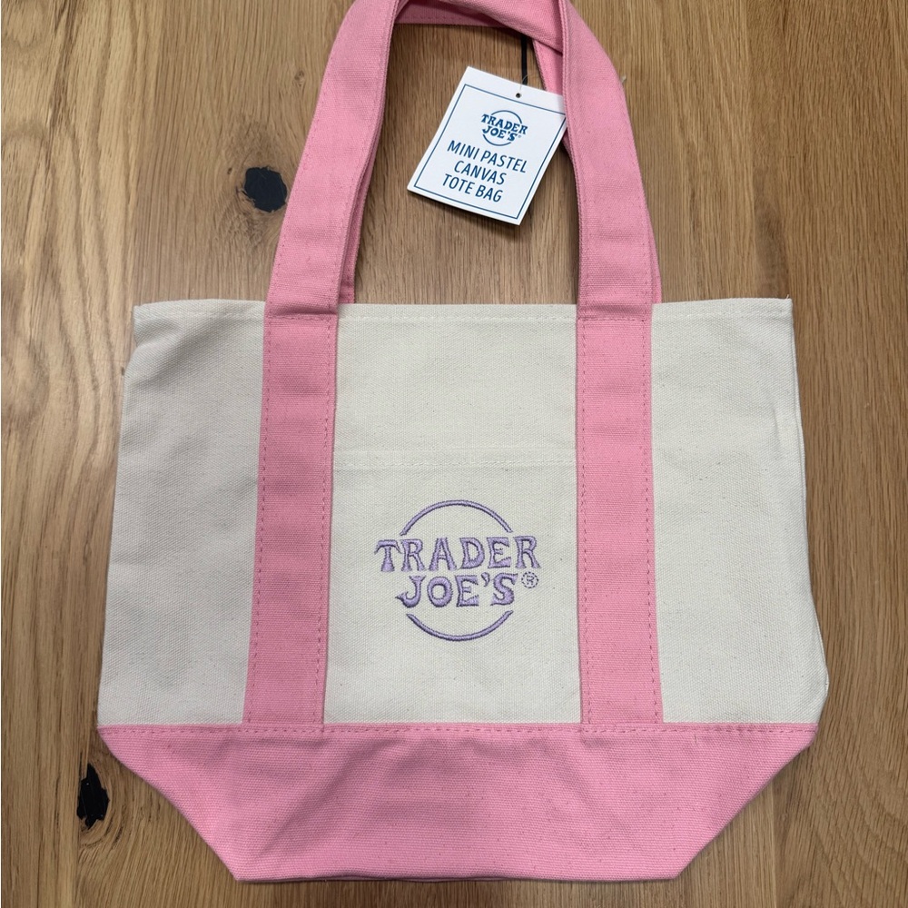 Trader Joe’s Mini Pastel Pink Canvas Tote Bag